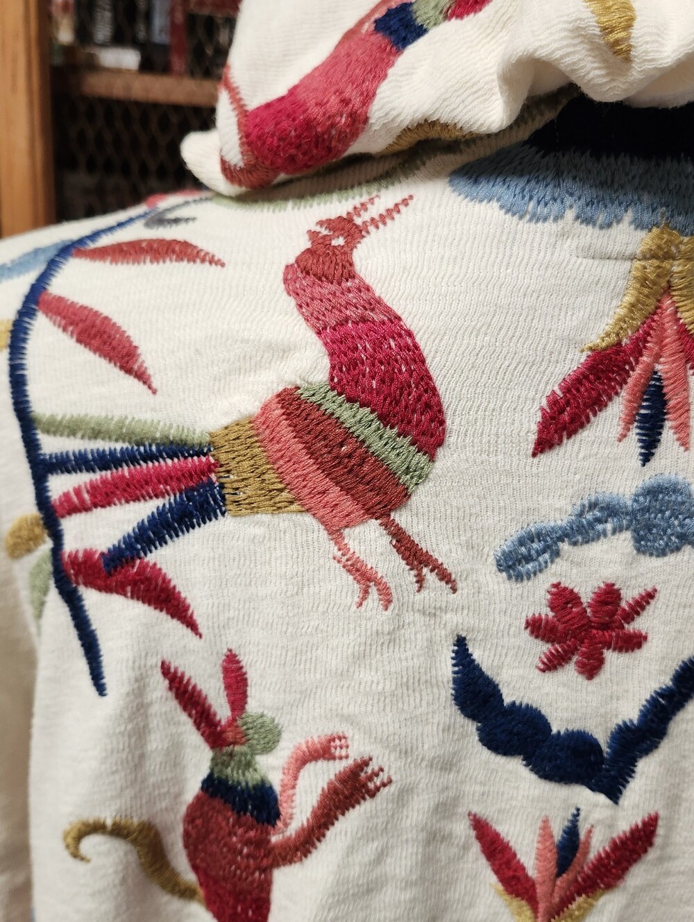 Biya Johnny Was Embroidered Hooded Drape Cardigan Sweater Jacket Sz XL - Picture 3 of 9